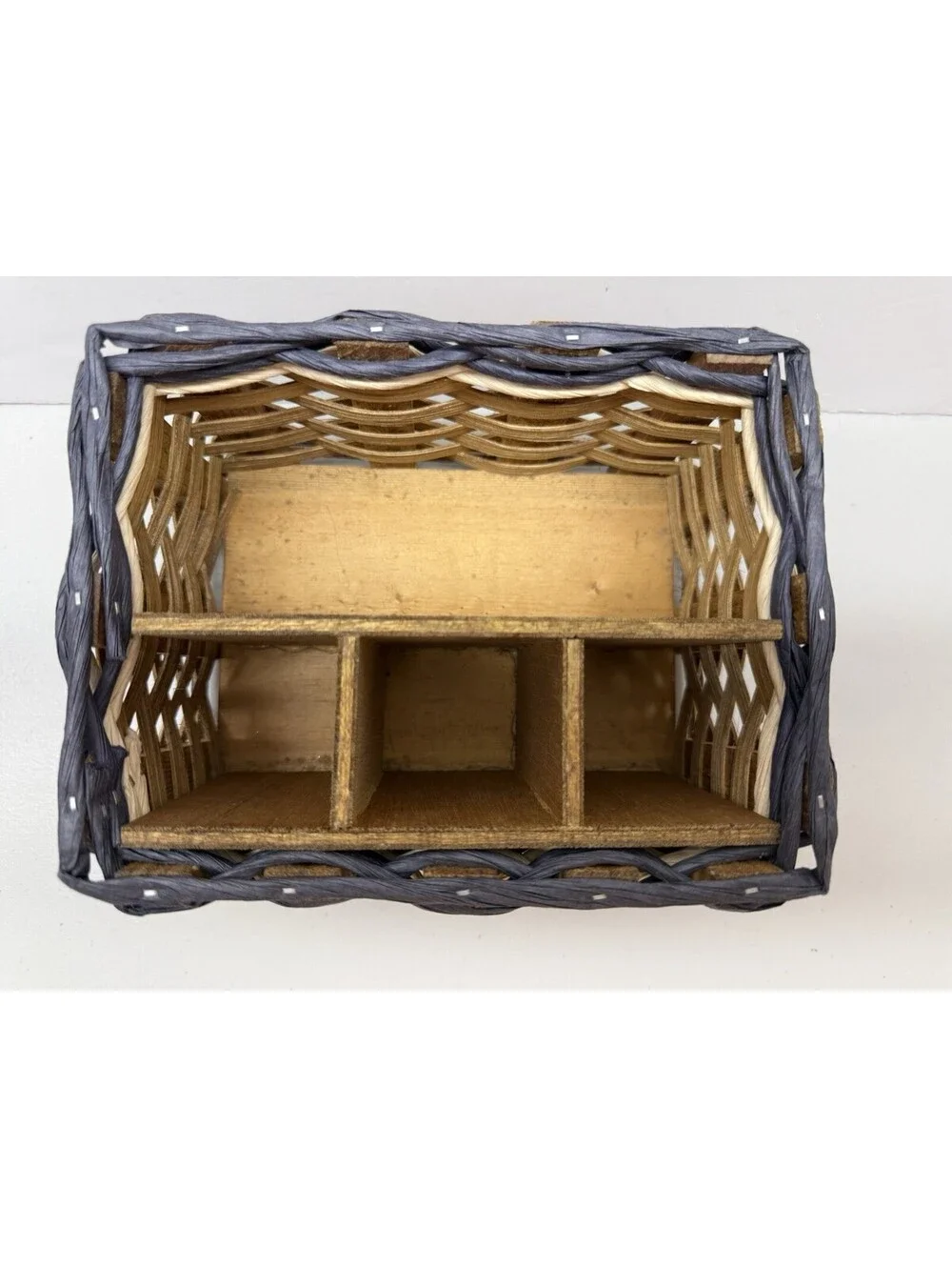 Ochsenhirt Basket Handmade 1998 Wood Splint Pittsburgh PA Utensils Napkins 8 X 6